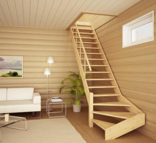 Стильная деревянная лестница для частного дома 