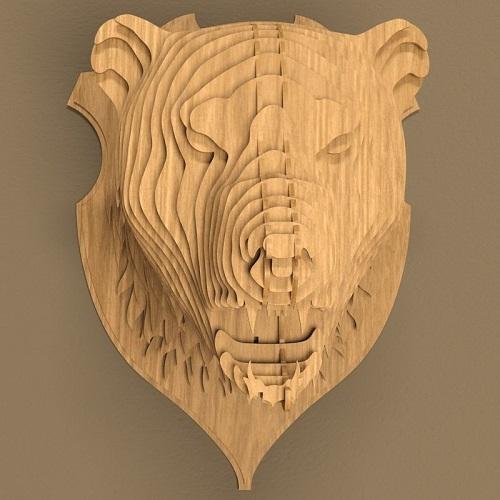 Объемная фигура из дерева Голова Тигра